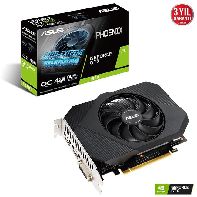ASUS GEFORCE PH-GTX1650-O4GD6-P 4GB GDDR6 128BIT 1XHDMI 1XDP 1XDVI EKRAN KARTI 
