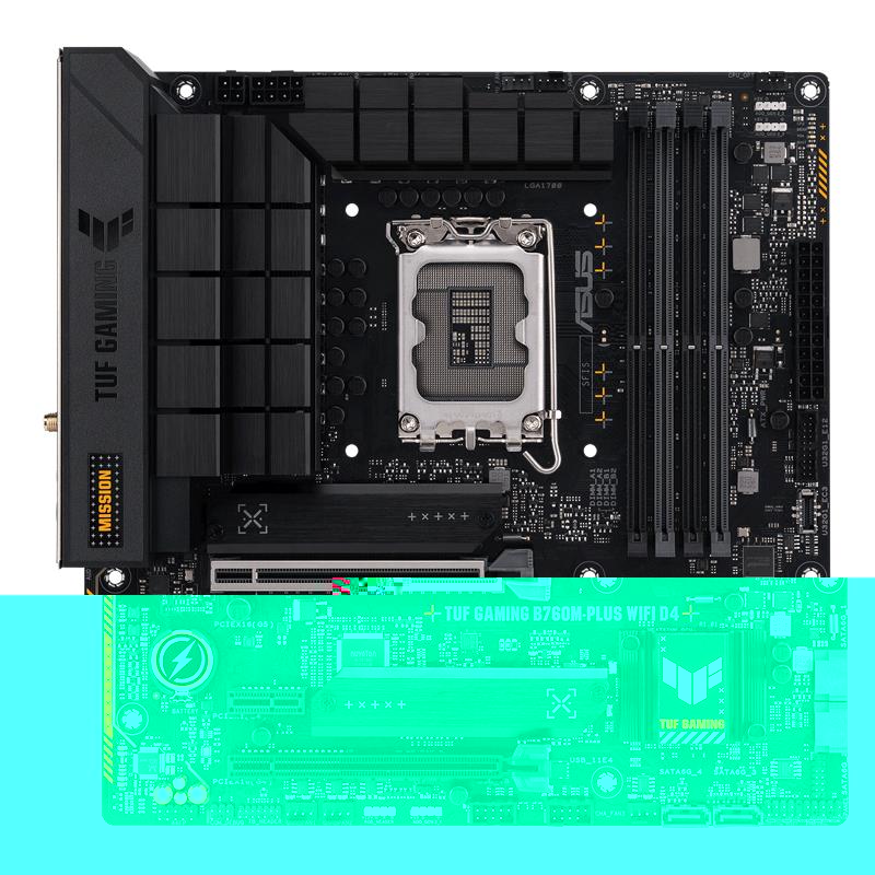 ASUS TUF GAMING B760M-PLUS WIFI D4 DDR4 5333MHZ 1XHDMI 1XDP 2XM.2 USB 3.2 MATX 1700P (12./13.VE14. NESİL İŞLEMCİ UYUMLU)