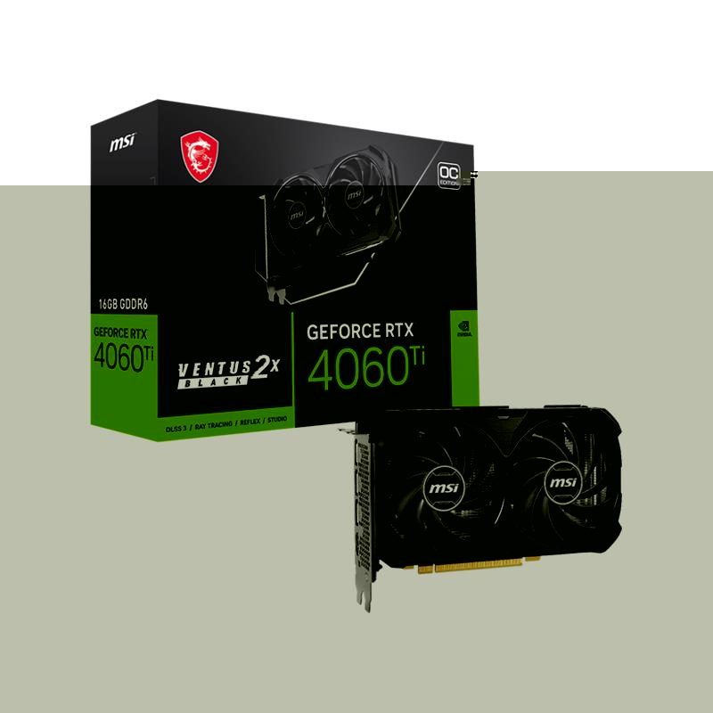 MSI GEFORCE RTX4060TI VENTUS 2X BLACK 16G OC GDDR6 128BIT 1XHDMI 3XDP EKRAN KARTI 
