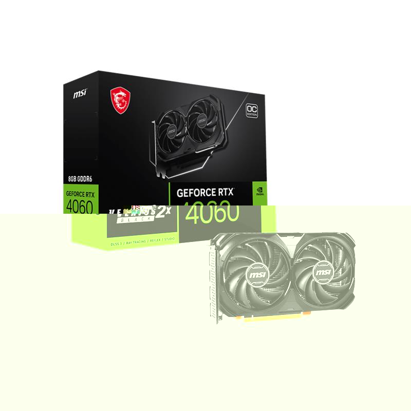 MSI GEFORCE RTX4060 VENTUS 2X BLACK 8G OC 8GB GDDR6 128BIT 1XHDMI 3XDP EKRAN KARTI 