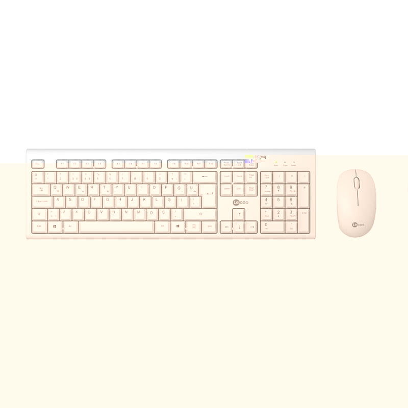 LECOO KABLOSUZ TÜRKÇE Q KLAVYE MOUSE SET BEYAZ KW200-B 