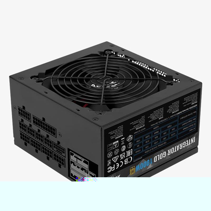 AEROCOOL INTEGRATOR 80+GOLD 1000W ATX 3.0 & PCIE 5.0 12VHPWR GÜÇ KAYNAĞI 