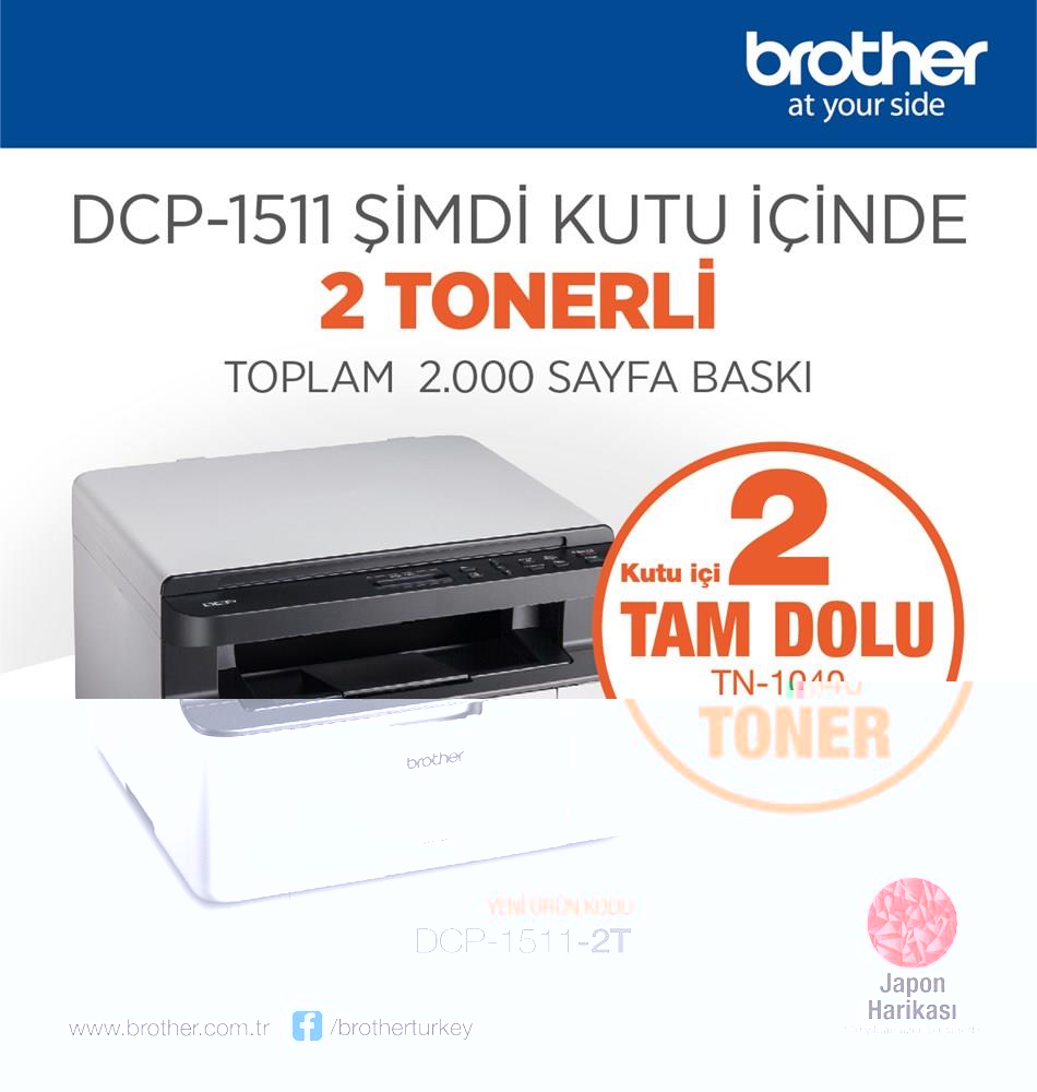 BROTHER DCP-1511-2T MONO LAZER YAZ/TAR/FOT (2 TAM DOLU TONER)