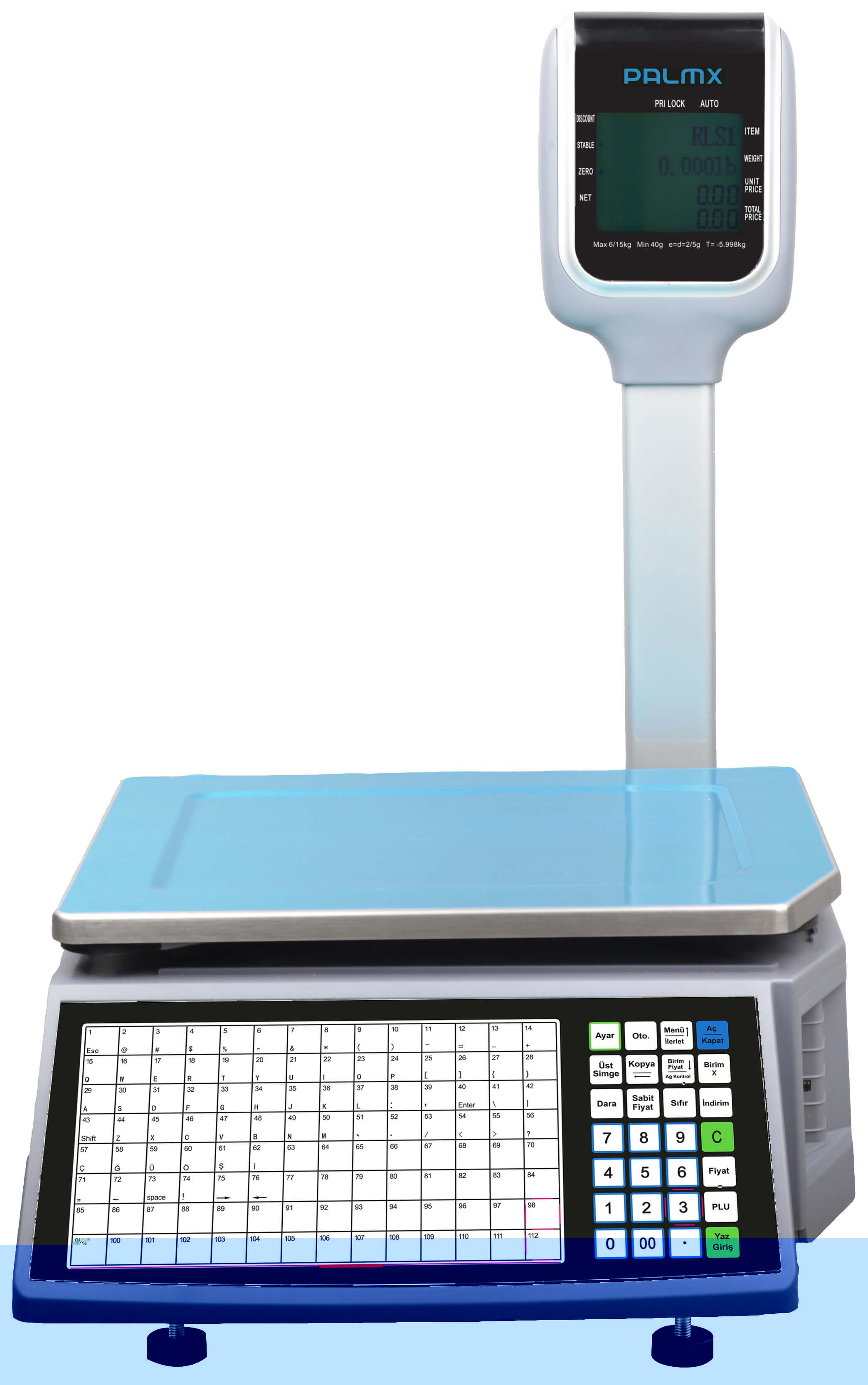 PALMX RLS1000D WSE 6-15KG BARKOD YAZICILI TERAZİ 