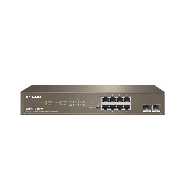 IP-COM G1110P-8-150W 8 PORT GIGABIT + 2X1GB SFP PORT RACKMOUNT 130W POE SWITCH 