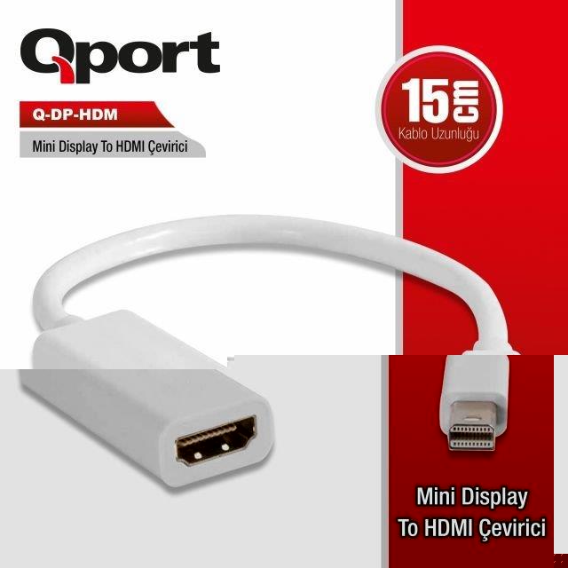 QPORT Q-DP-HDM MINI DISPLAY PORT TO HDMI DÖNÜŞTÜRÜCÜ