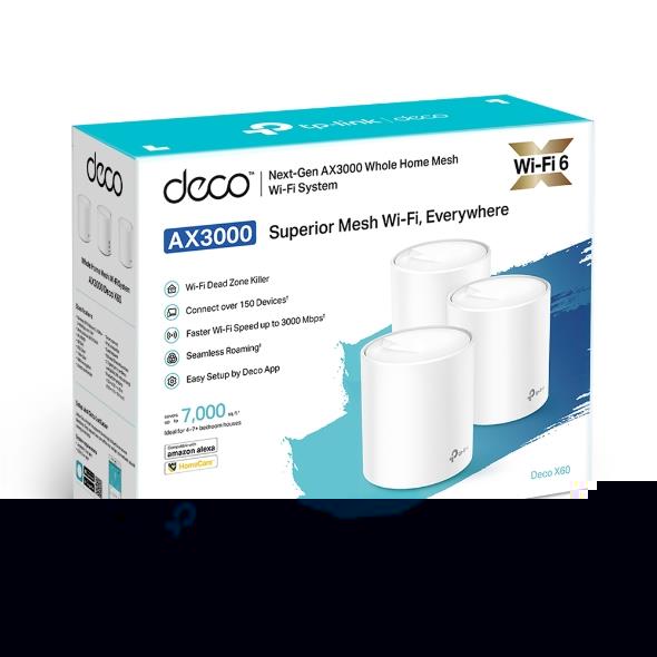 TP-LINK DECO X60 AX3000 MESH EV WI-FI 6 SİSTEMİ (ÜÇLÜ) 