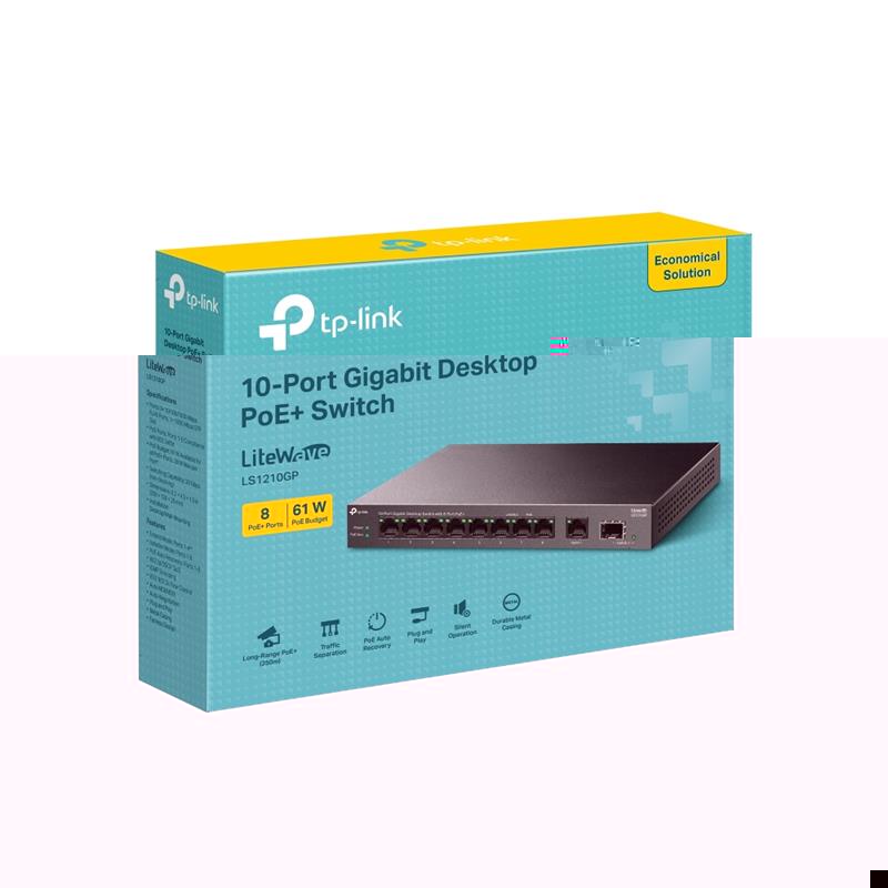TP-LINK LS1210GP 8 PORT GIGABIT + 1XRJ45/1XSFP UPLINK 61W 250 METRE POE MESAFE METAL KASA