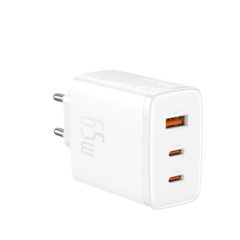 BASEUS CUBE PRO P10152301213-00 65W DUVAR TİPİ HIZLI ŞARJ CİHAZI BEYAZ ÇIKIŞ:USB X1, TYPE-C X2 