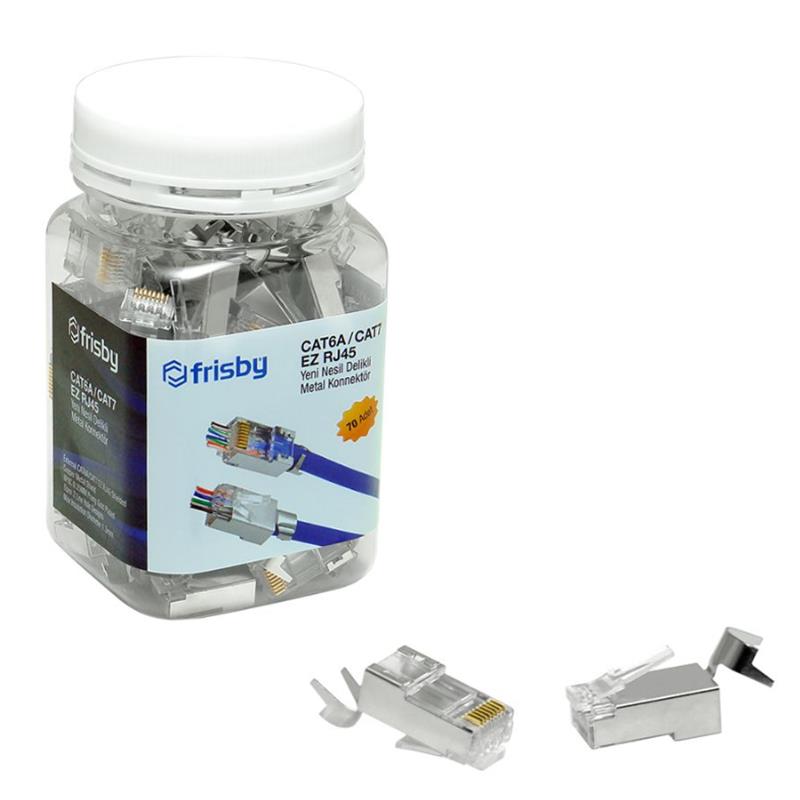 FRISBY FNW-RJ4534N CAT6A/CAT7 EZ RJ45 YENI NESIL DELIKLI METAL KONNEKTOR 70 ADET 