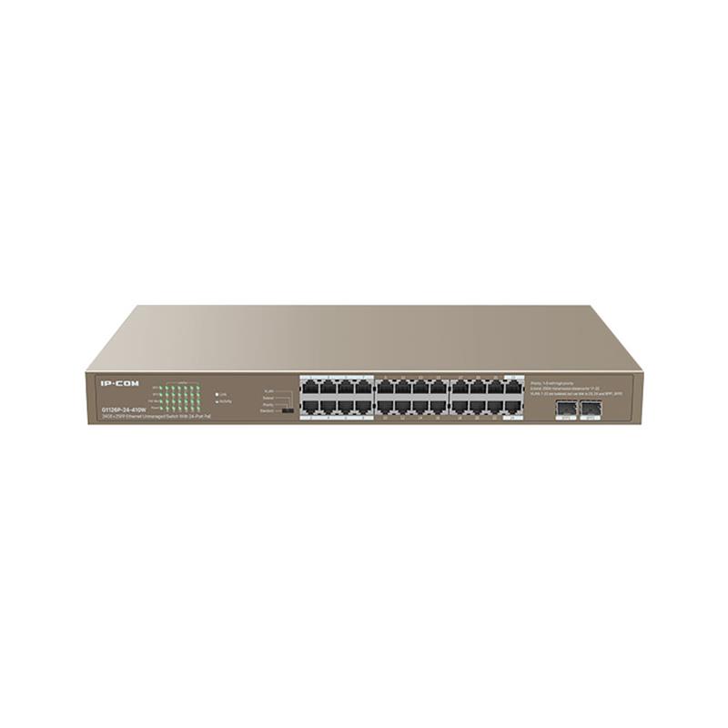 IP-COM G1126P-24-410W 24 PORT GIGABIT + 2X1GB SFP UPLINK RACKMOUNT 370W POE SWITCH 