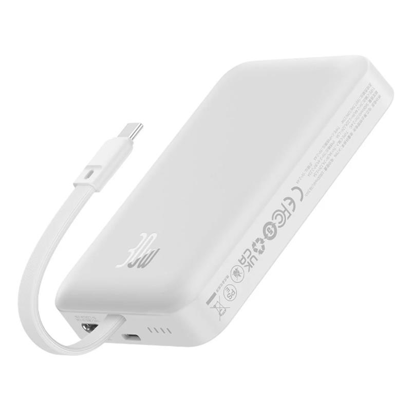 BASEUS MAGSAFE MINI P1002210B223-00 30W 10.000 MAH TYPE-C KABLOLU ŞARJLI POWERBANK ÇIKIŞ:TYPE-C GİRİŞ:TYPE-C BEYAZ 