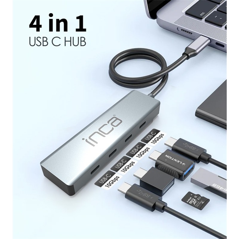 INCA ITPT-4T TYPE-C HUB X4 TYPE-C PORT 3.1 10GBPS ALUMINYUM KASA ÇOKLAYICI 