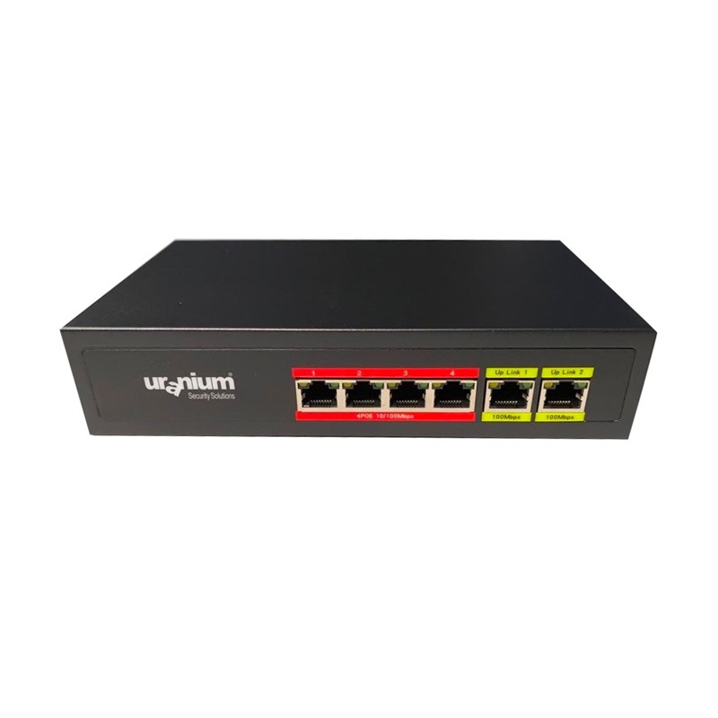 URANIUM POE-4002-48W 4 PORT 10/100 + 2 PORT 10/100 RJ45 UPLINK WATCH-DOG POE SWITCH(REALTEK CHIPSET) 