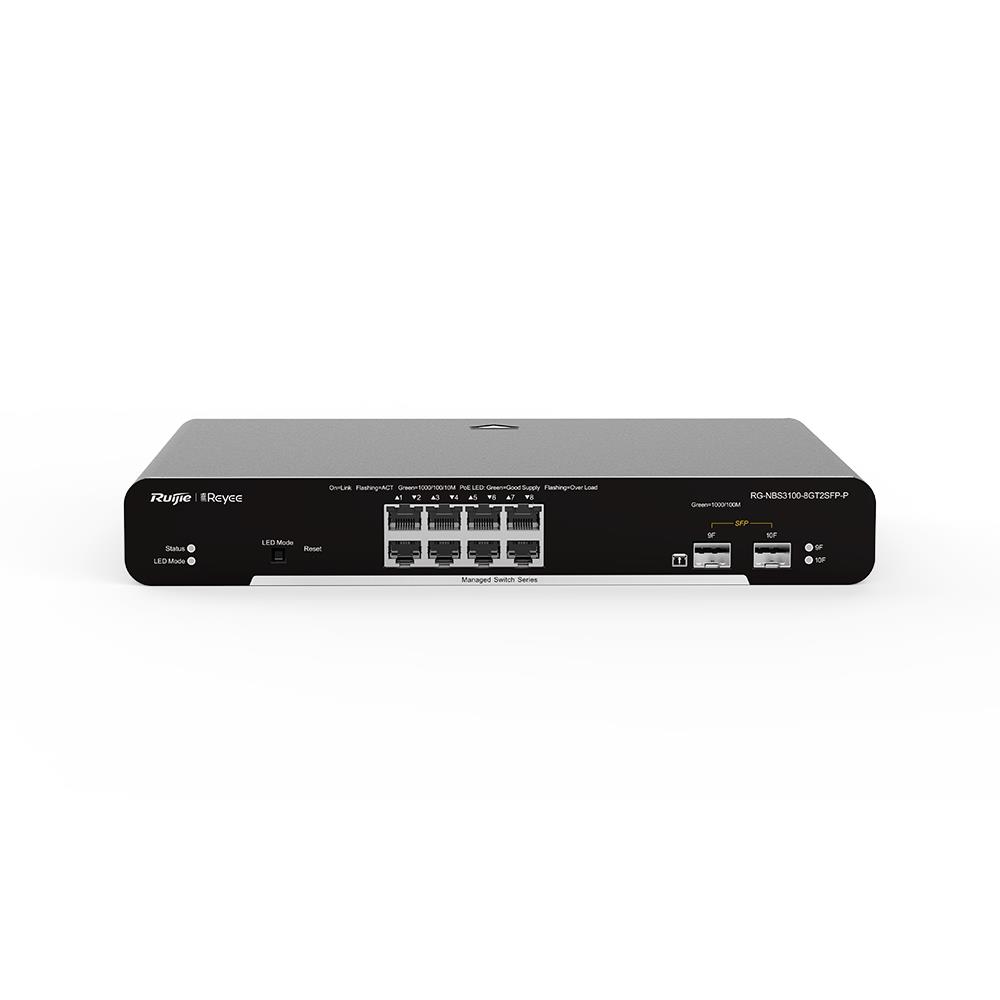 RUIJIE REYEE RG-NBS3100-8GT2SFP 8 PORT GIGABIT + 2XGB SFP UPLINK L2 YÖNETİLEBİLİR RACKMOUNT SWITCH 