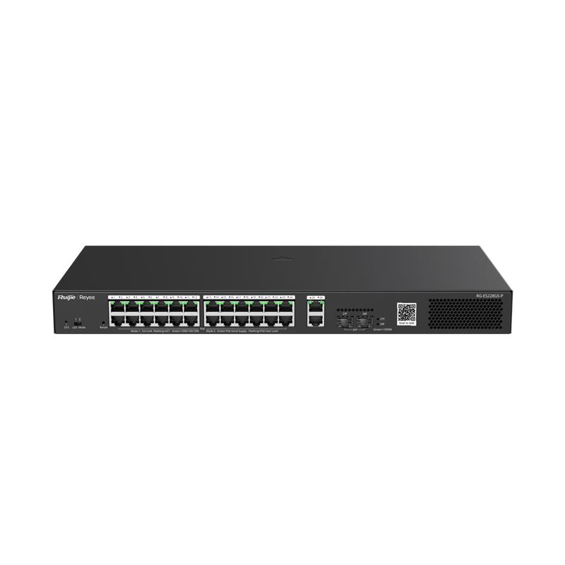 RUIJIE REYEE RG-ES228GS-P 24 PORT GIGABIT+2XGB RJ45/SFP UPLINK CLOUD YÖNETİLEBİLİR 370W POE RACKMOUNT SWITCH 