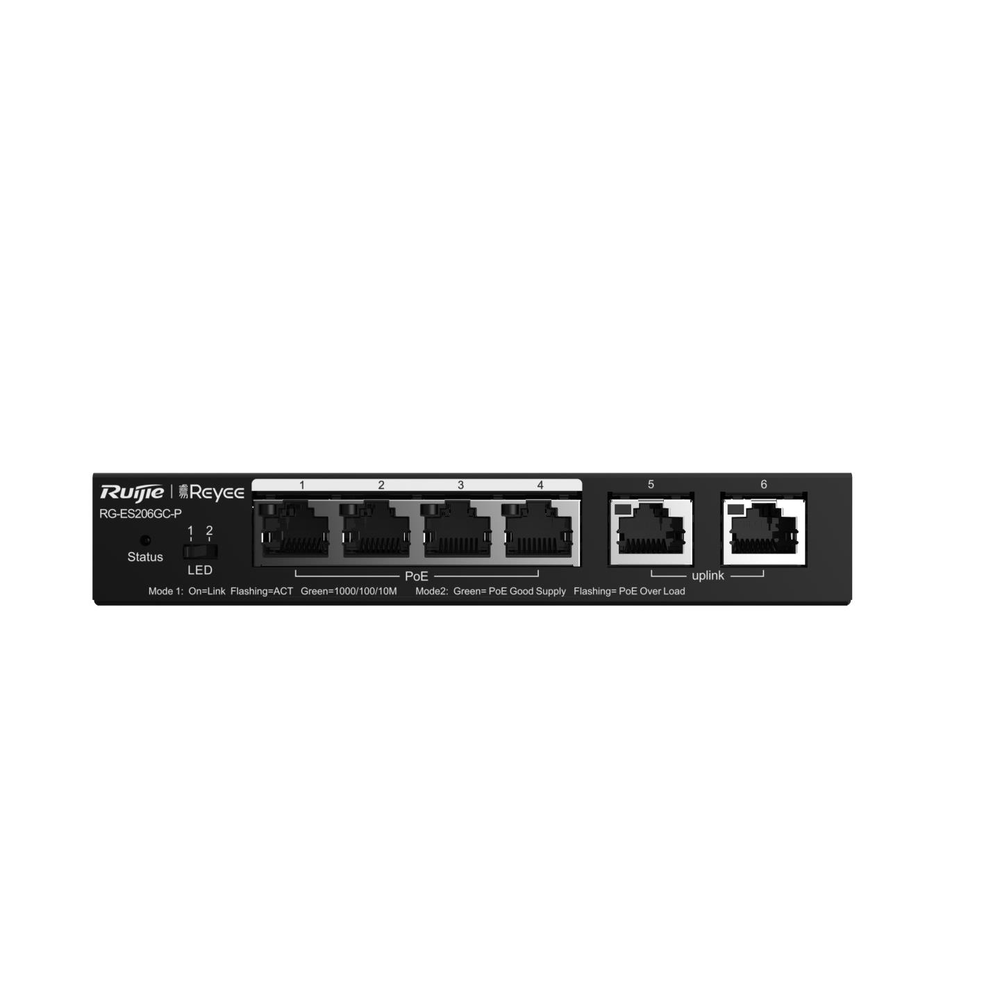 RUIJIE REYEE RG-ES206GC-P 4 PORT GIGABIT + 2XGB RJ45 UPLINK CLOUD YÖNETİLEBİLİR 54W POE SWITCH 