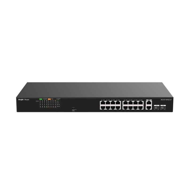 RUIJIE REYEE RG-ES118FGS-LP 16 PORT 10/100 + 2X1GB RJ45/SFP UPLINK COMBO 120W POE RACKMOUNT SWITCH 